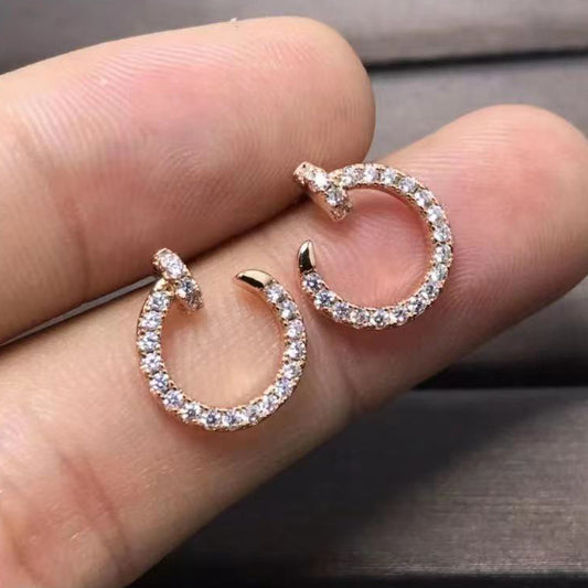 KDY-Nail stud earrings full of diamonds