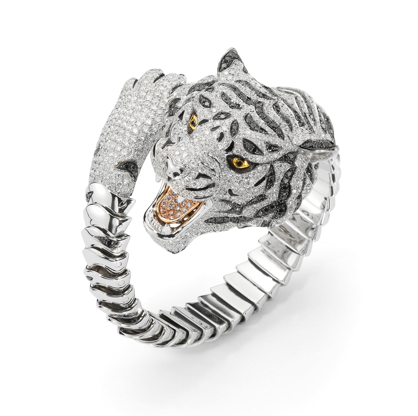 BSL-red and white tiger head ring