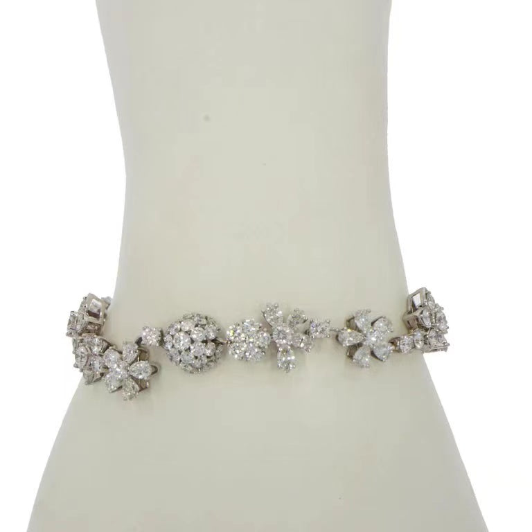 VCARP05B00 flower ball plum blossom water drop marquise stone flower head combination bracelet