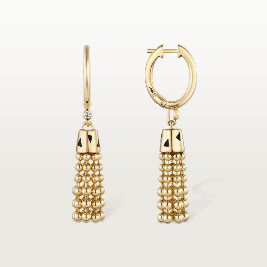 KDY-B8301457 black lacquer beads tassel earrings