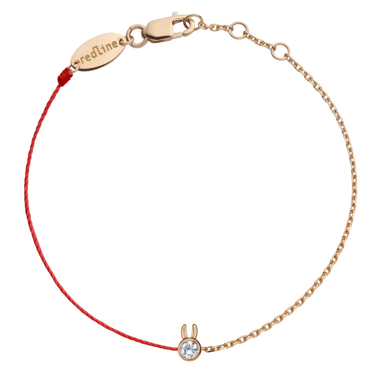HS-8R49cr Rabbit Half Chain Red Rope Rabbit Ear Bezel Bracelet