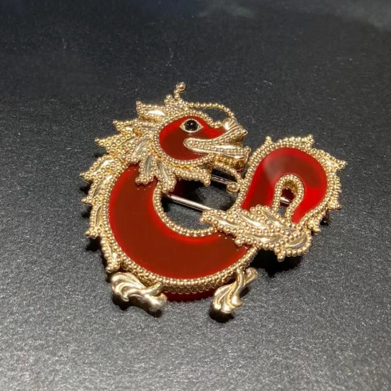 VCARP9RJ00 Dragon Brooch 40mm