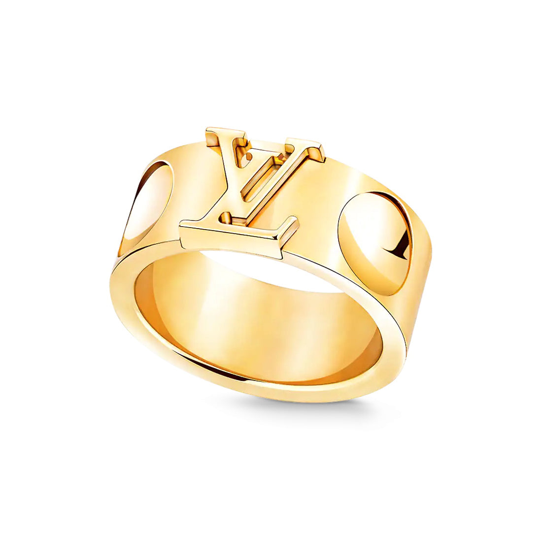 LV-Q9R85H 8mm wide light gold LOGOLV ring