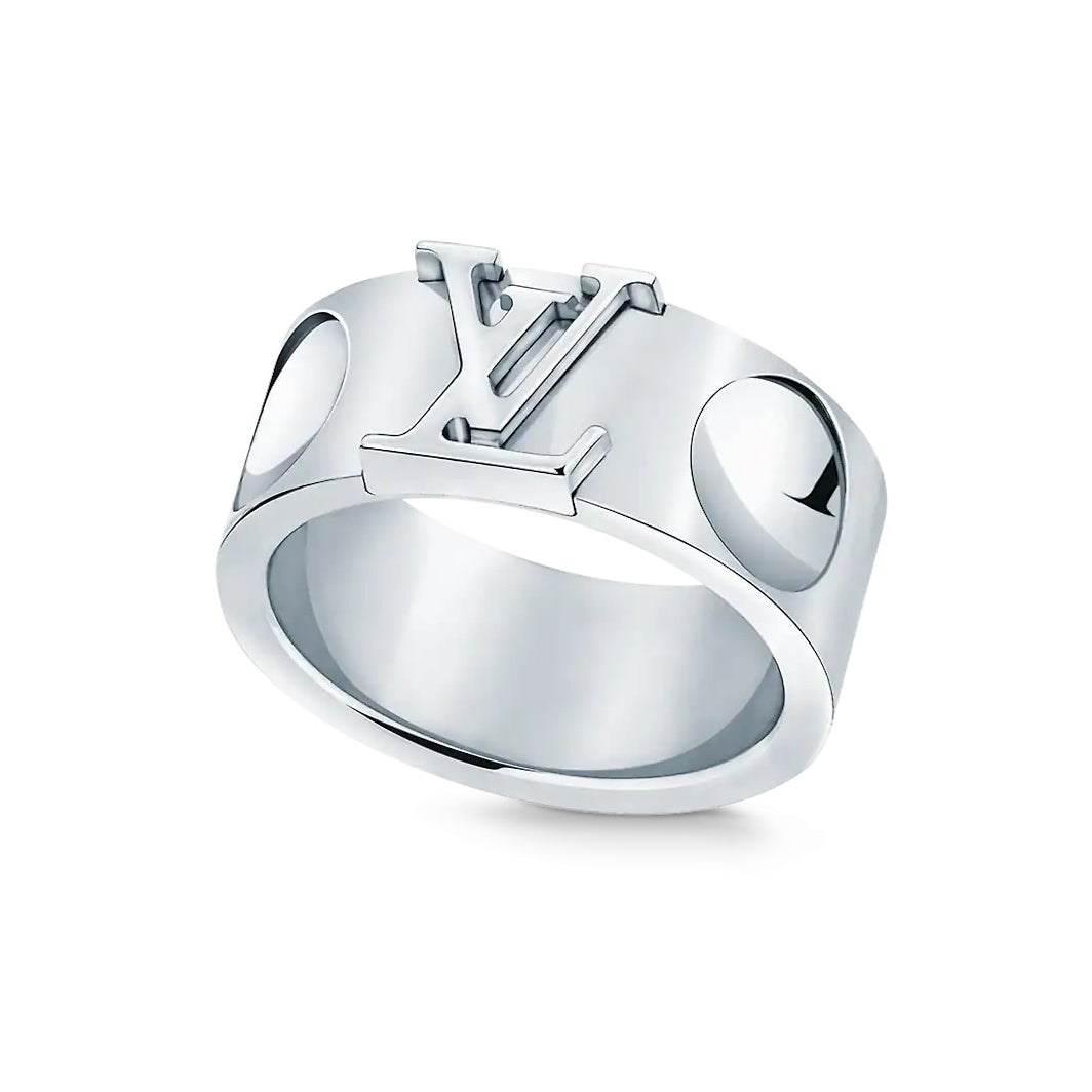 LV-Q9R85H 8mm wide light gold LOGOLV ring