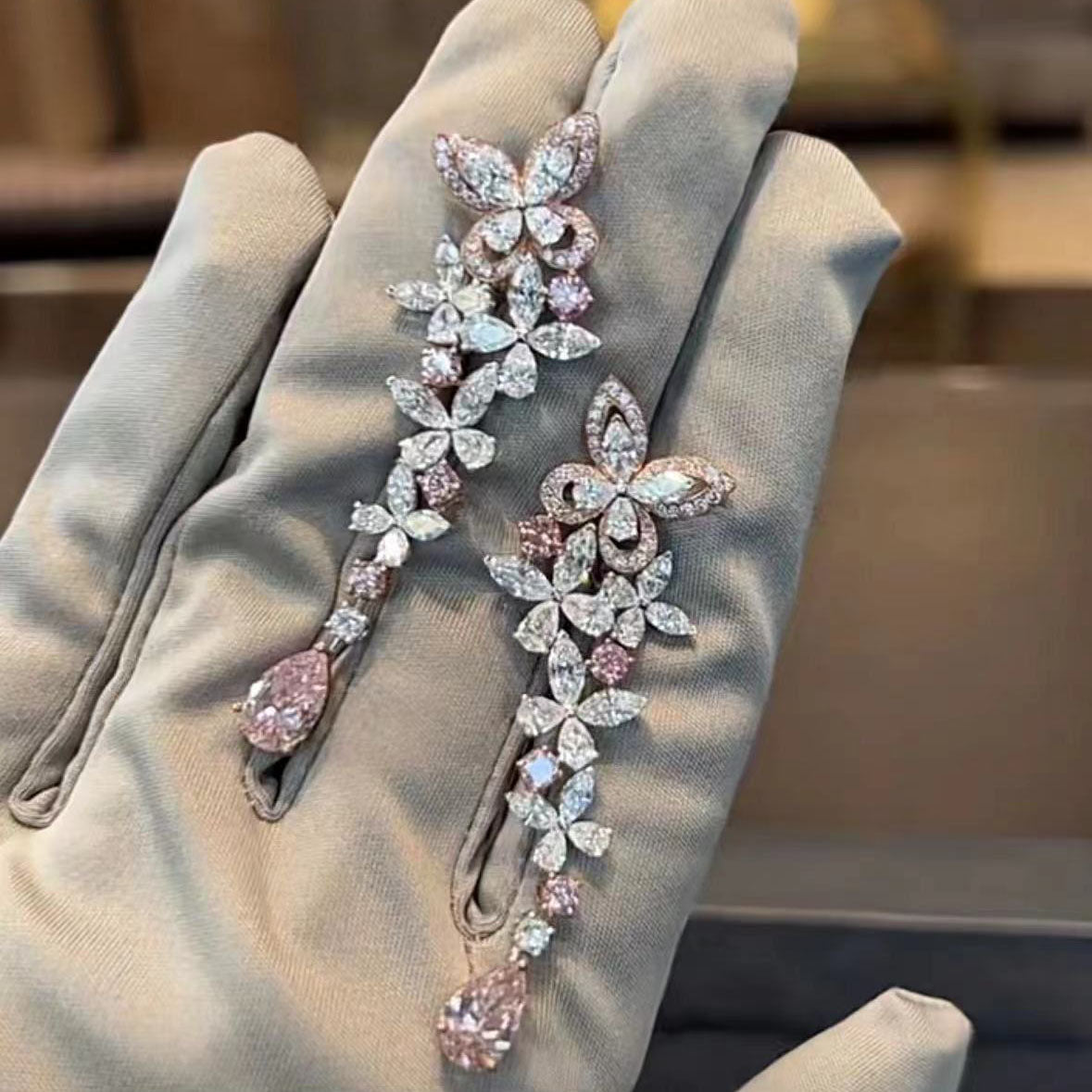 GLF-蝴蝶、水滴马眼耳环(主石7.5X11.5mm)