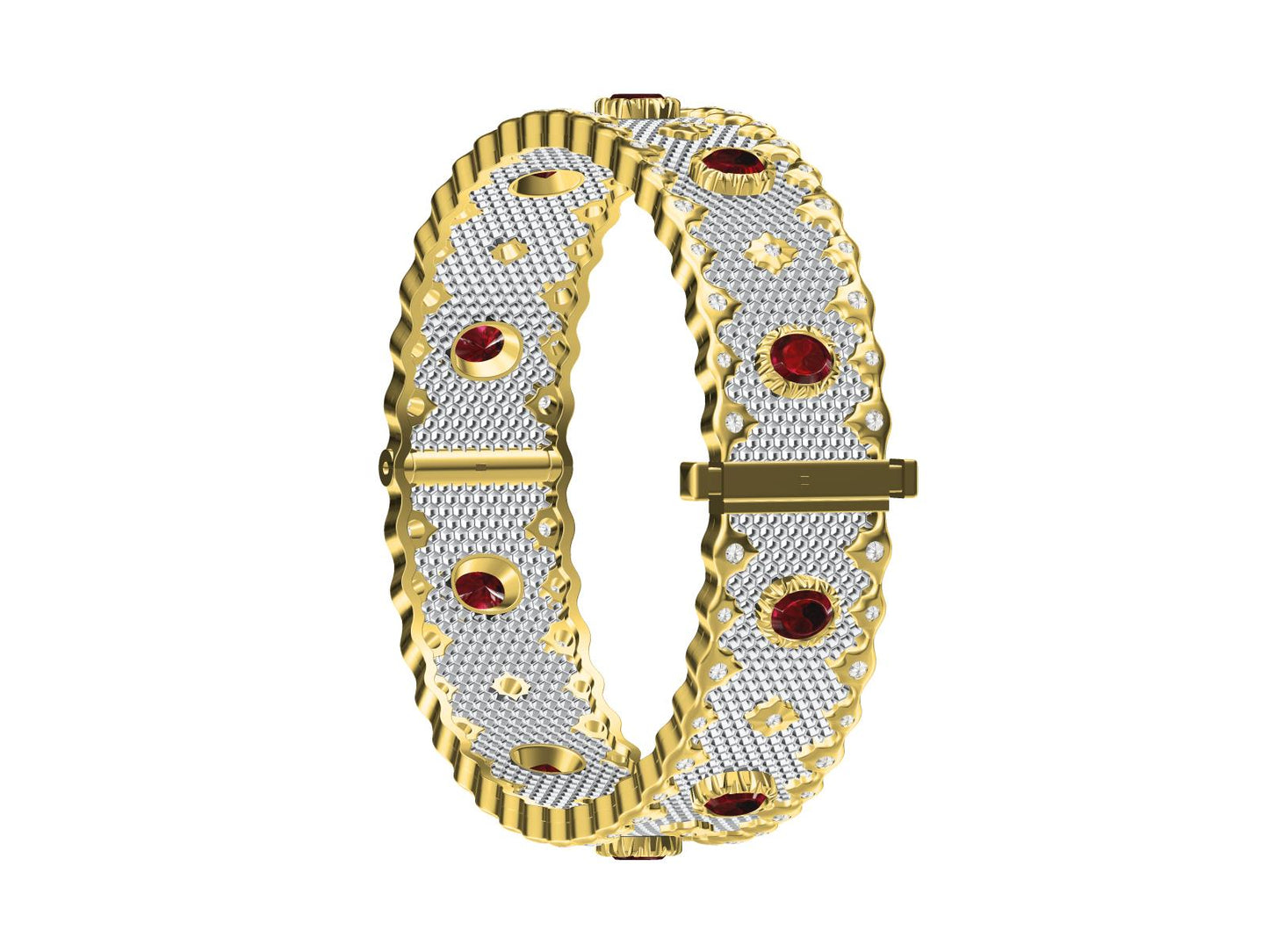 BQLT-BRA035033分色蜂巢镂空蕾丝浑身红宝手镯宽14.5MM