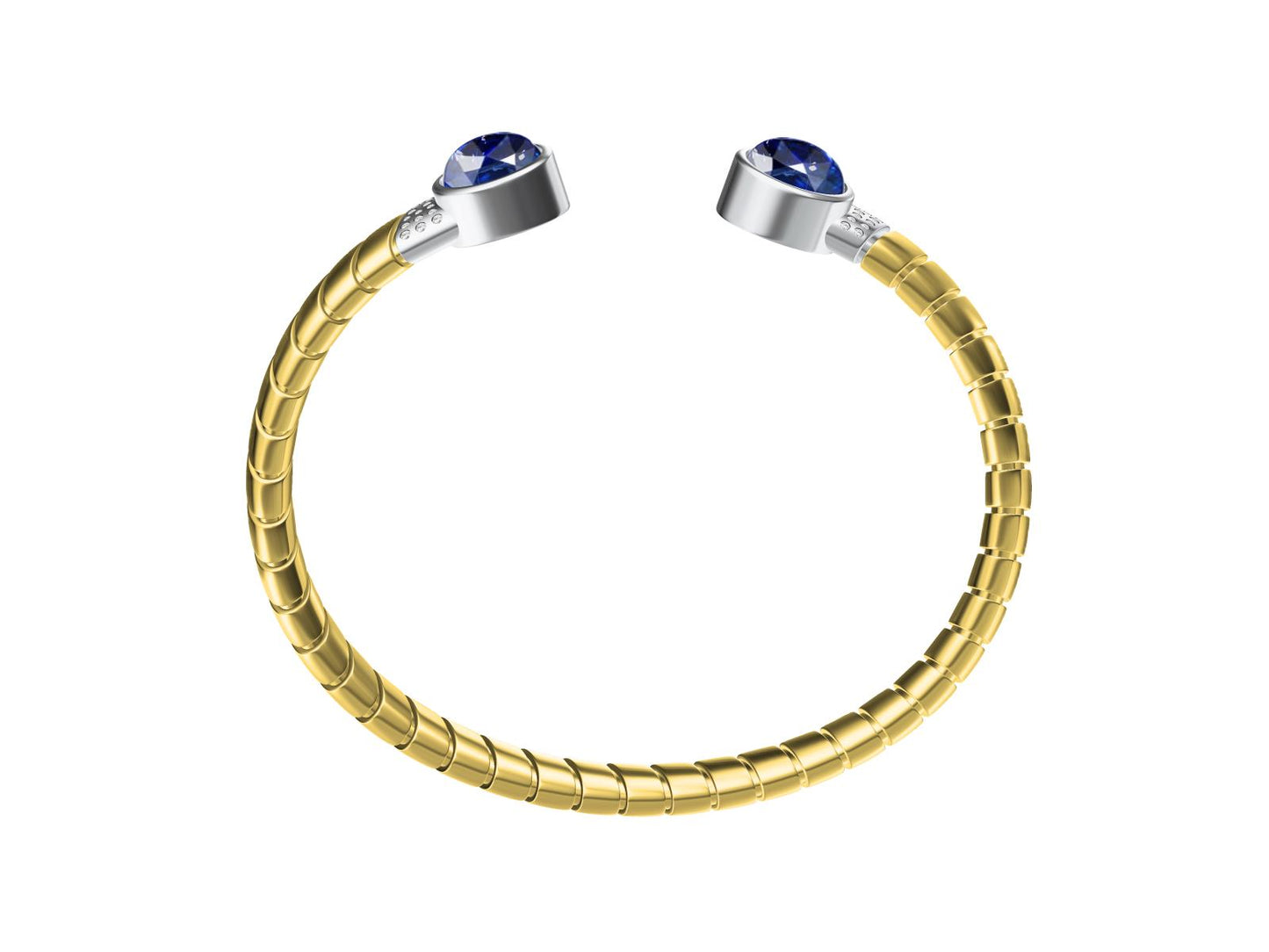 BGL-8583451卷卷蛇手镯彩宝17#活动弹片椭圆蛋形包镶蛇开口手镯