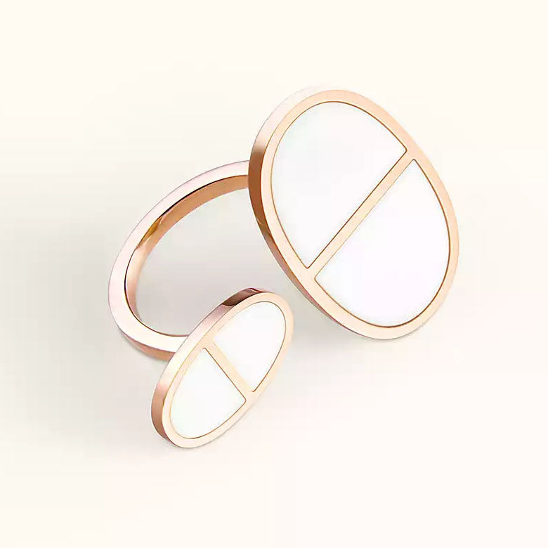 AMS-H121640B white agate pig nose double day ring