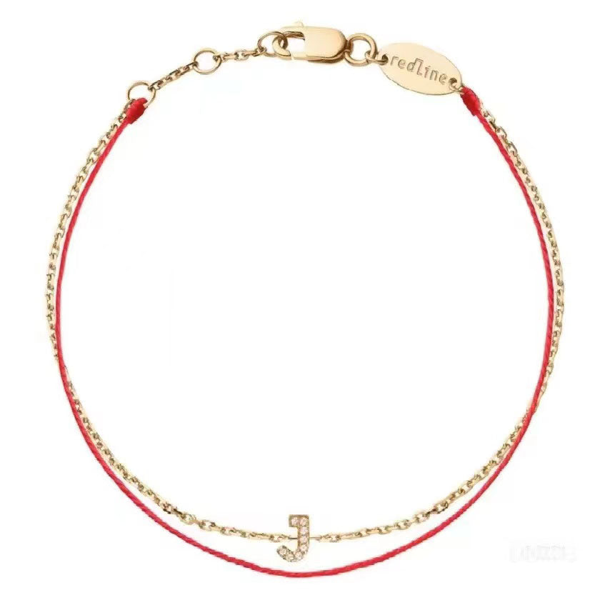 Red rope letter J bracelet