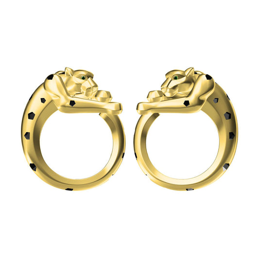 KDY two-legged leopard light golden leopard ear slap earrings