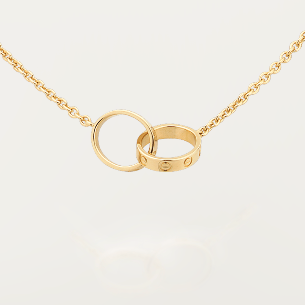 KDY-B7212400 light gold screw double ring pendant necklace