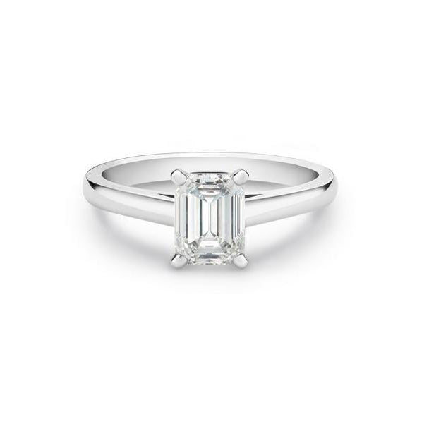 DBES-R102257 four-claw golden straight arm ring emerald cut diamond ring