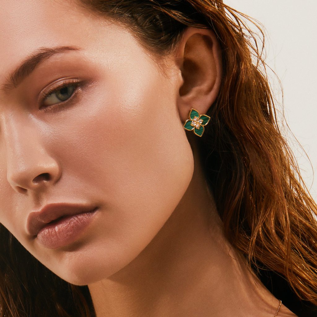 LBT-ADV777EA3192宽20mm小钻&玛瑙扭绳四叶草梅花镖耳钉