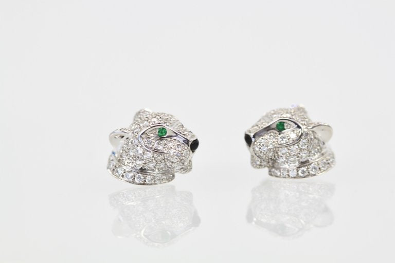 KDY-N8050700 Full Diamond Small Leopard Head Stud Earrings