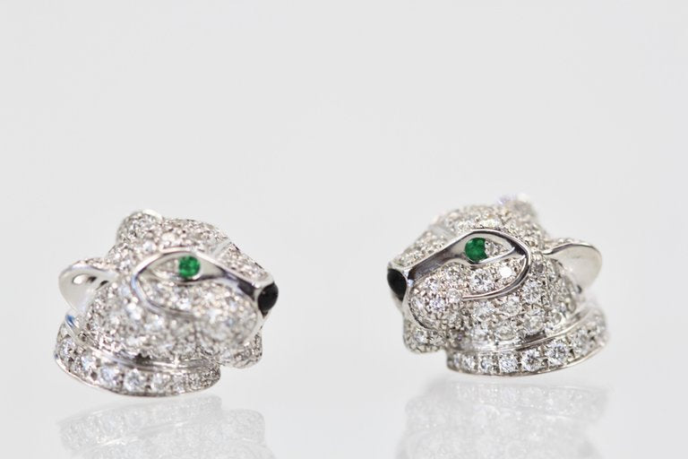 KDY-N8050700 Full Diamond Small Leopard Head Stud Earrings