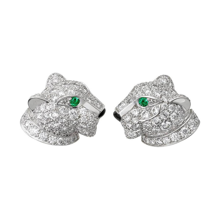 KDY-N8050700 Full Diamond Small Leopard Head Stud Earrings