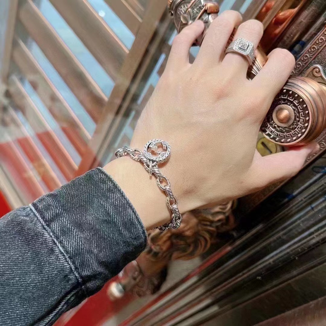 GC-607158 Letter Double GG Denim Chain Bracelet