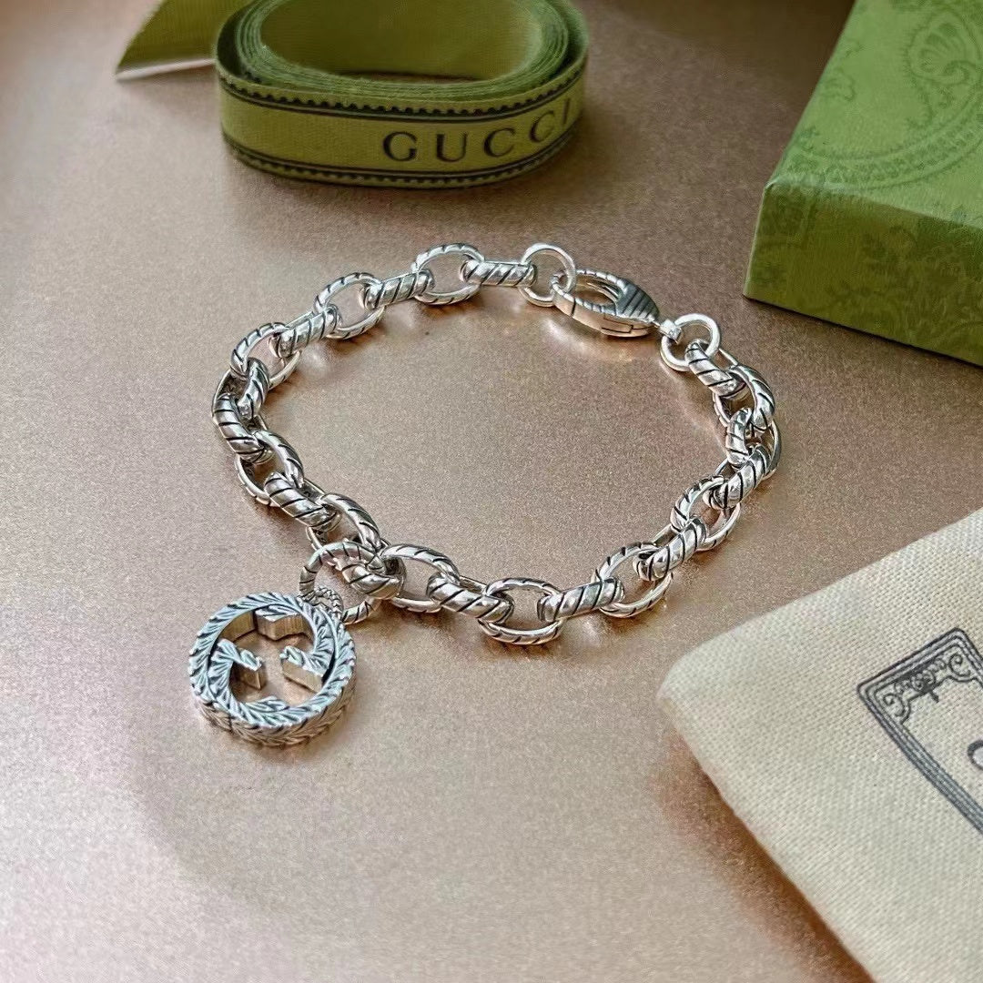 GC-607158 Letter Double GG Denim Chain Bracelet