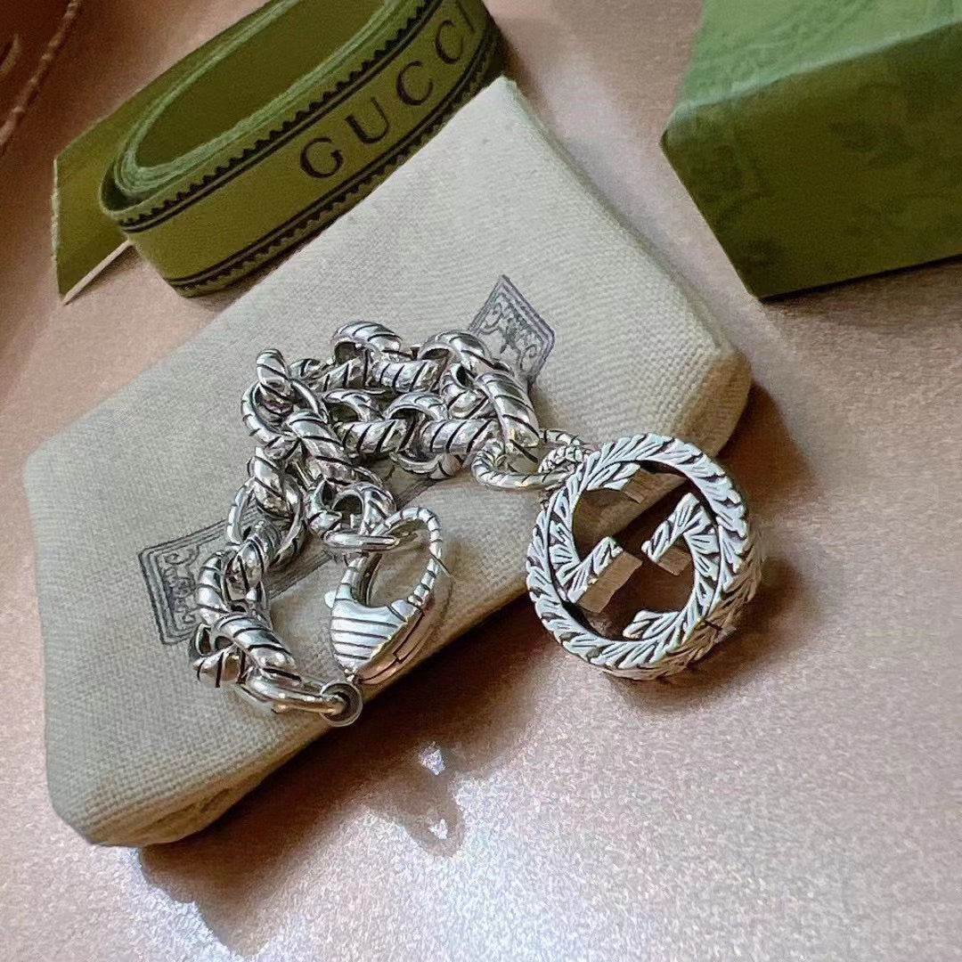 GC-607158 Letter Double GG Denim Chain Bracelet