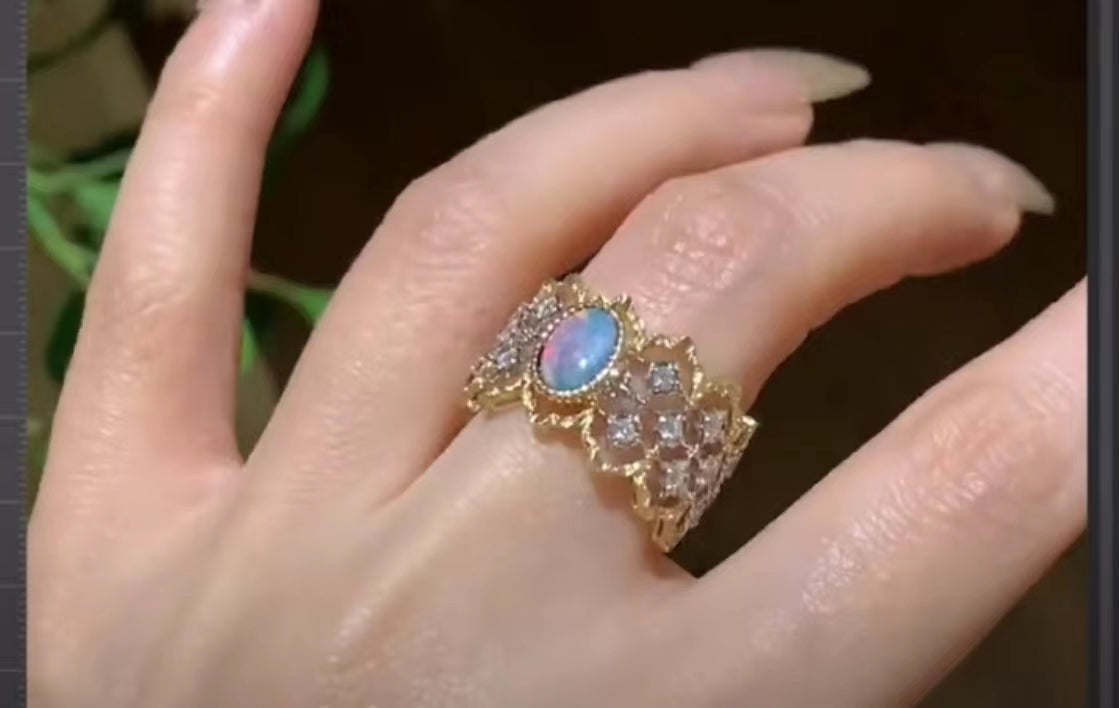 BQLT-RIN455856 egg-shaped hollow lace ring 14.25#