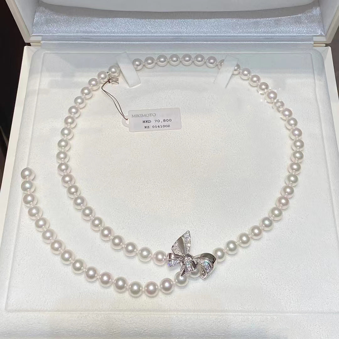 YMB-WD01590GU pearl bow necklace