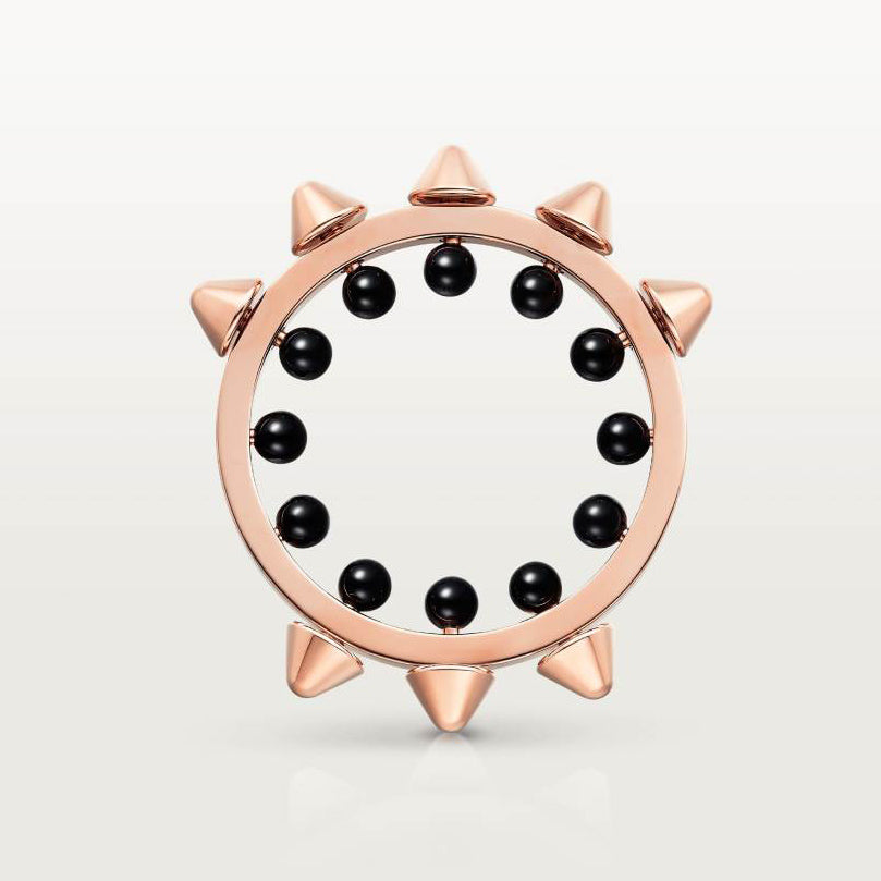 KDY-B4233700 cone rivet round bead agate ring