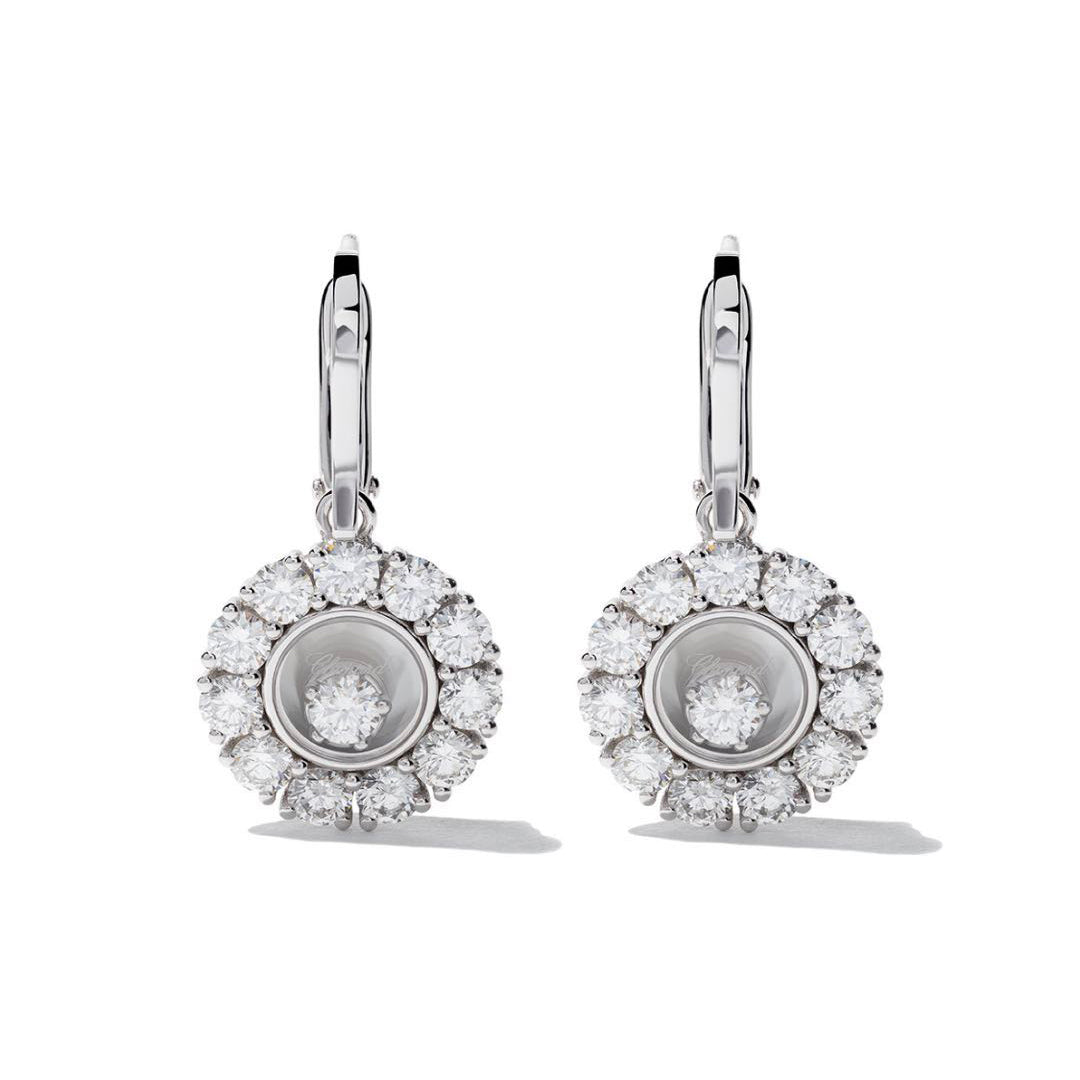 XB-43346 glass earrings with rotating prongs and surrounding stones