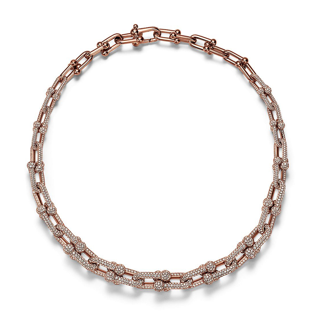 TIF-70750988 large round bead iron ball necklace with many diamonds