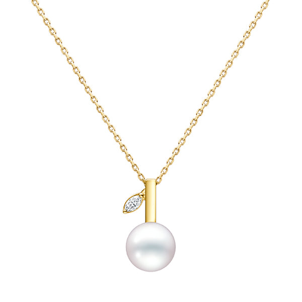TSQ-P-17169 Light Gold Leaf Pearl 8mm Pendant