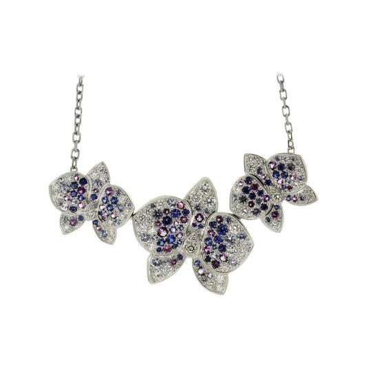 KDY-N7016300 Three Phalaenopsis Orchid Tie Chain Pendant Necklace