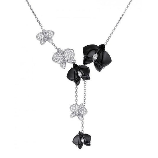 KDY-N7065200 Agate Phalaenopsis Orchid Necklace
