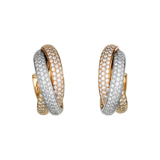 KDY-N8049200 full diamond three-ring three-color earrings