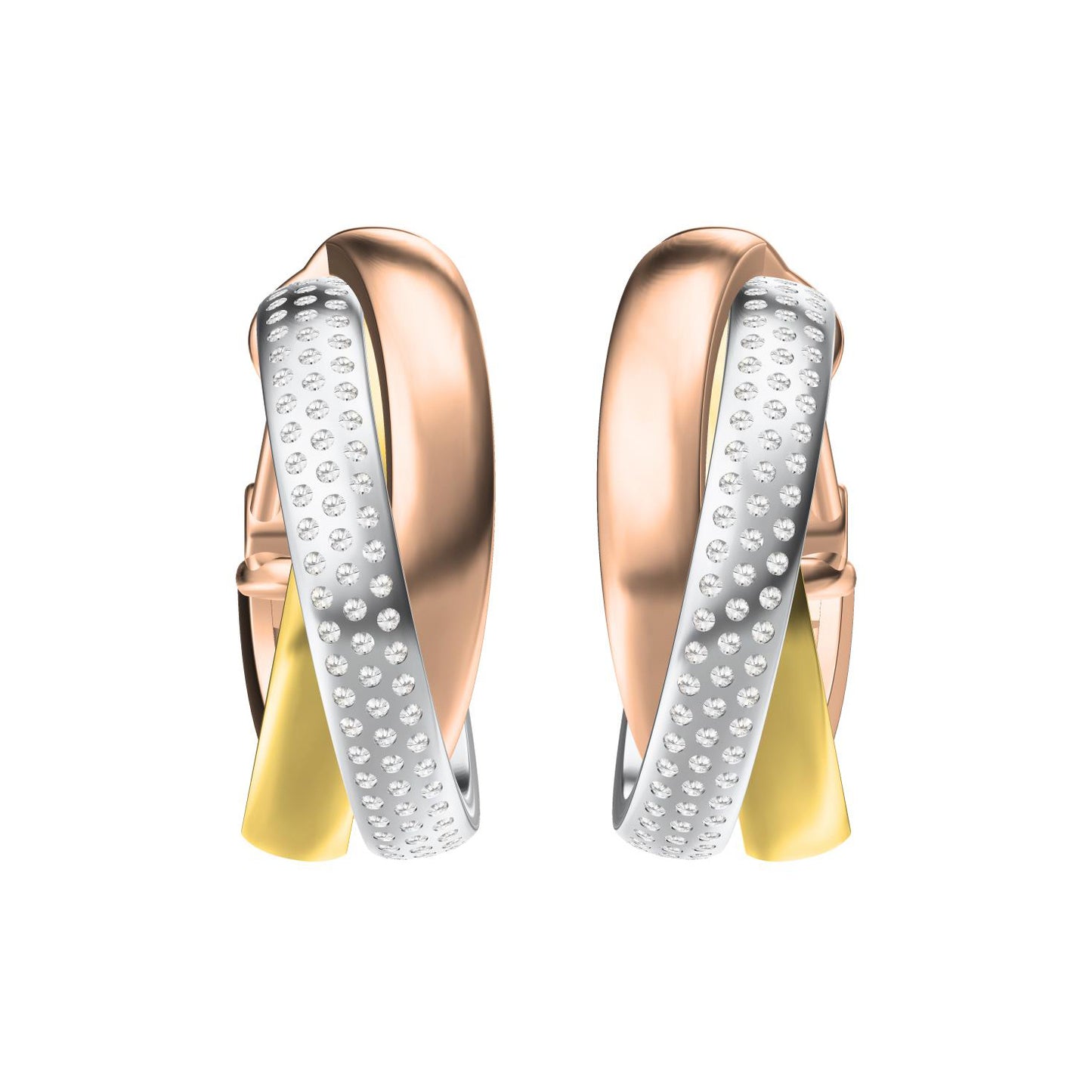 KDY-N8049300 three-color three-ring half-mounted ear clip earrings