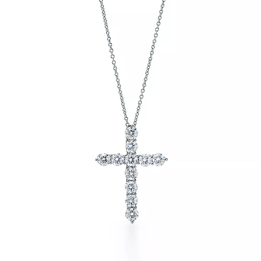 TIF60007430 large diamond cross pendant