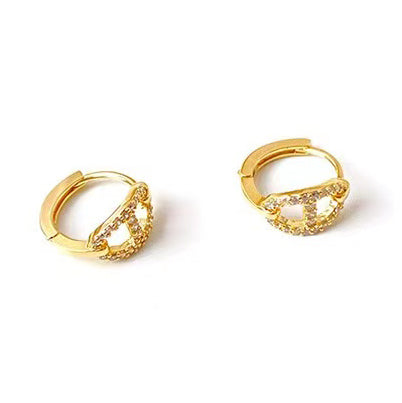 AMS-H529641 Japanese characters full diamond earrings clip pig nose earrings