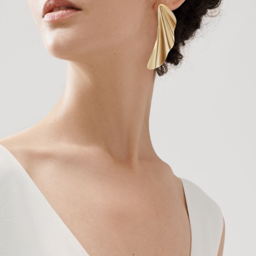 TIF-60763895 Light Gold Water Wave Tide Earrings