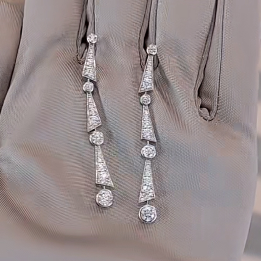 GLF-RGE442 oblique long round diamond earrings long earrings