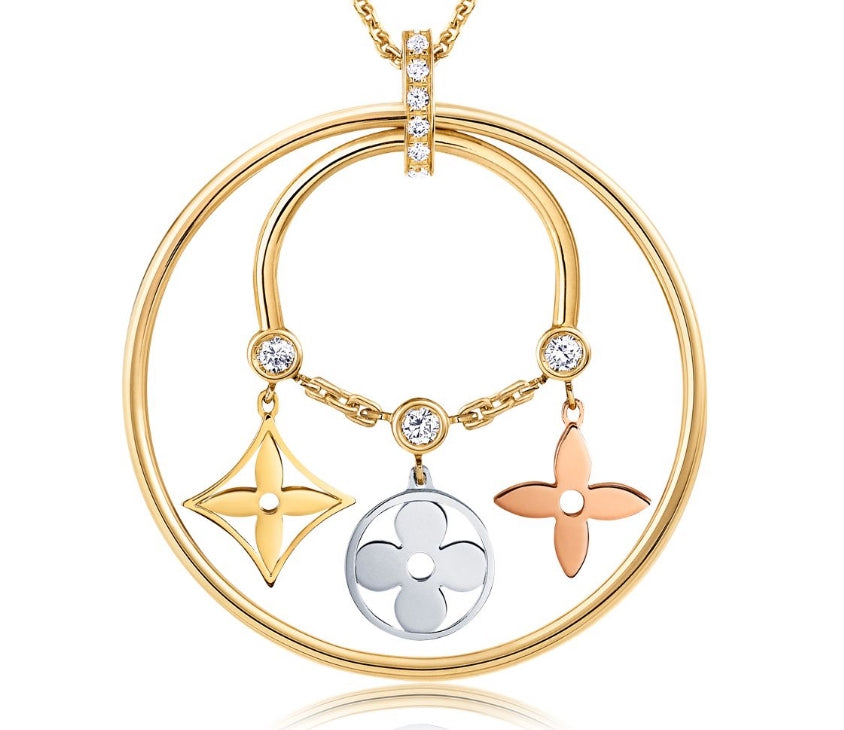 LV-Q93452 ring plum blossom flying standard light gold flat thin edge flower head four-leaf clover pendant