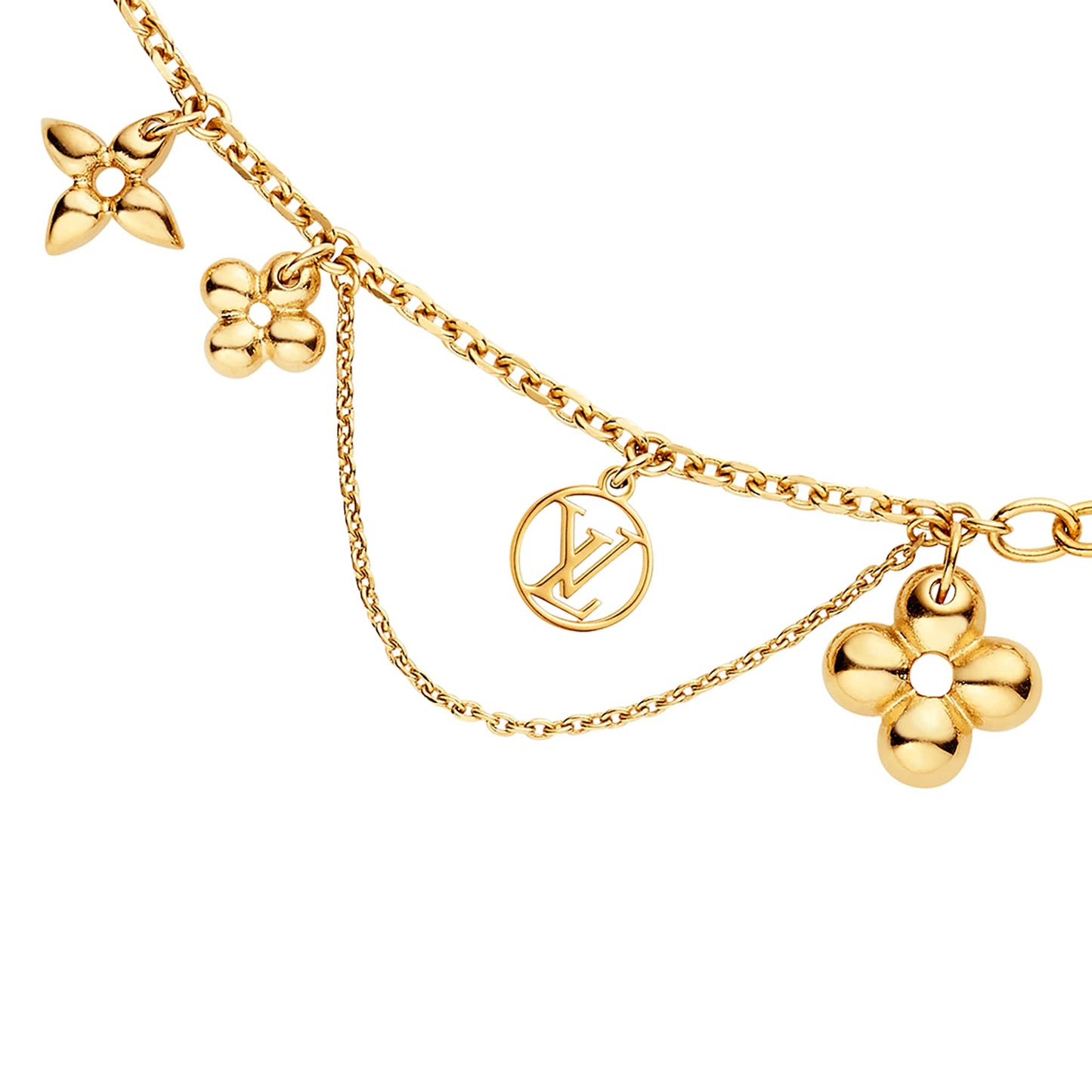 LV-M64855 light gold plum blossom flying mark necklace