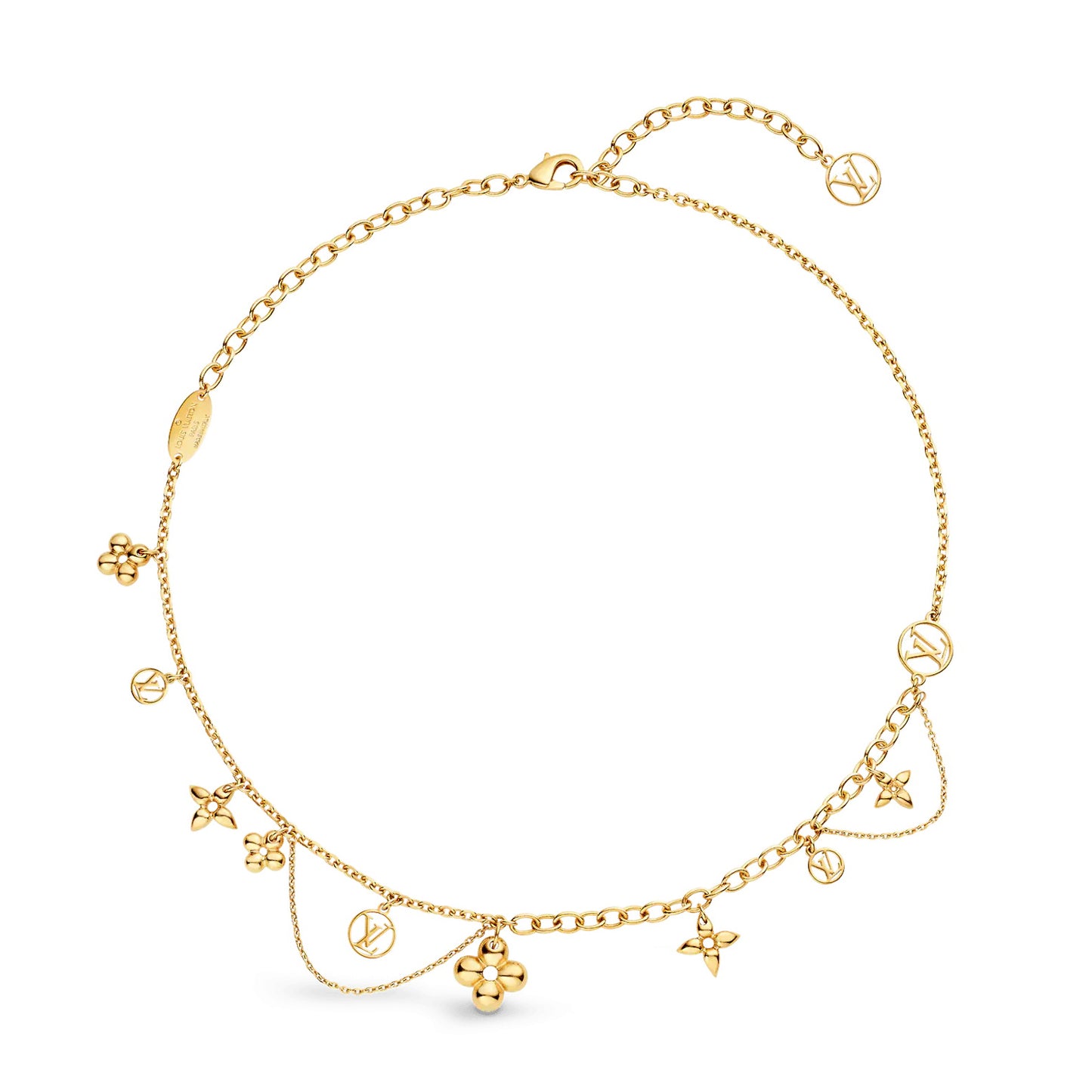 LV-M64855 light gold plum blossom flying mark necklace