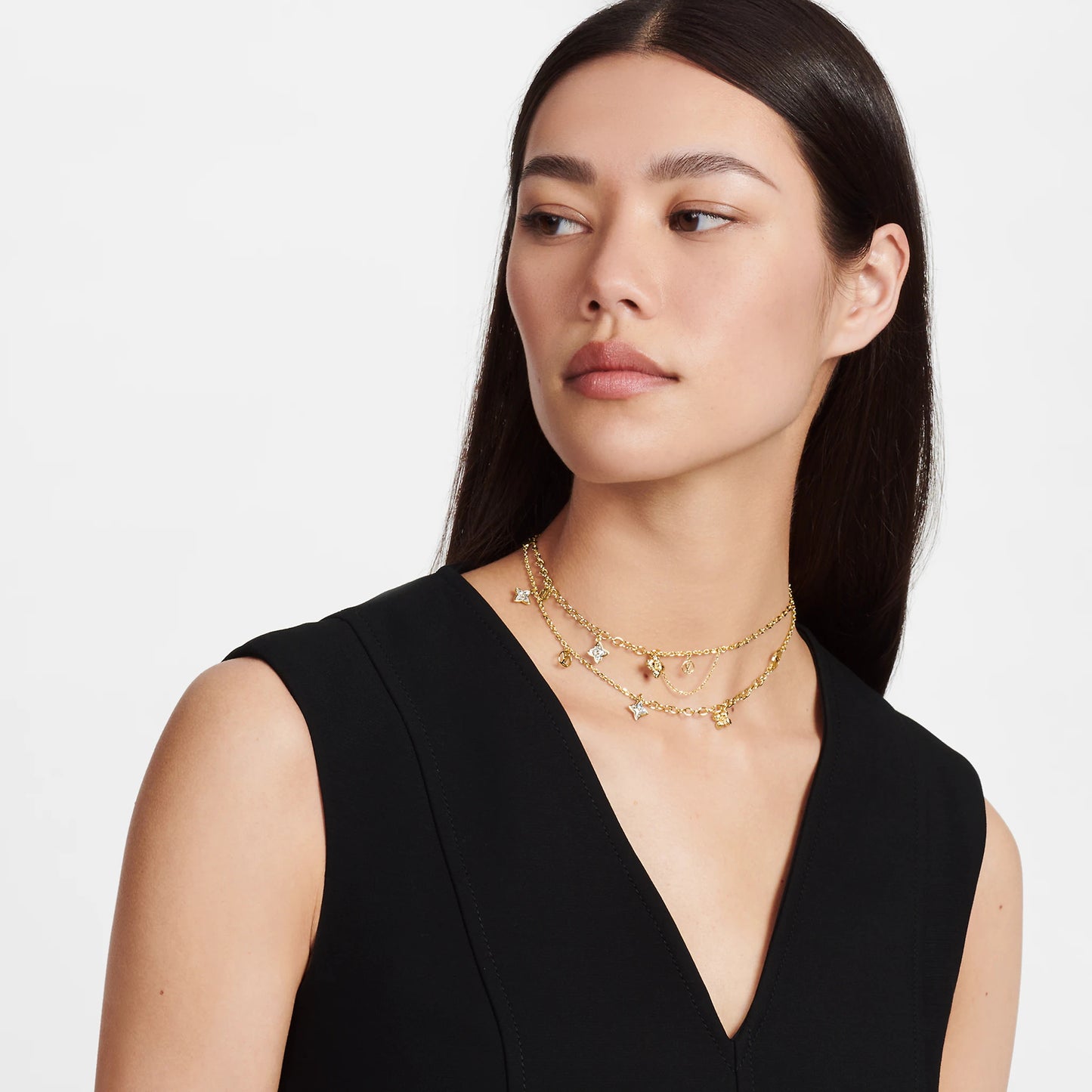 LV-M68374 Gold Plum Blossom Dart Combination Set Necklace