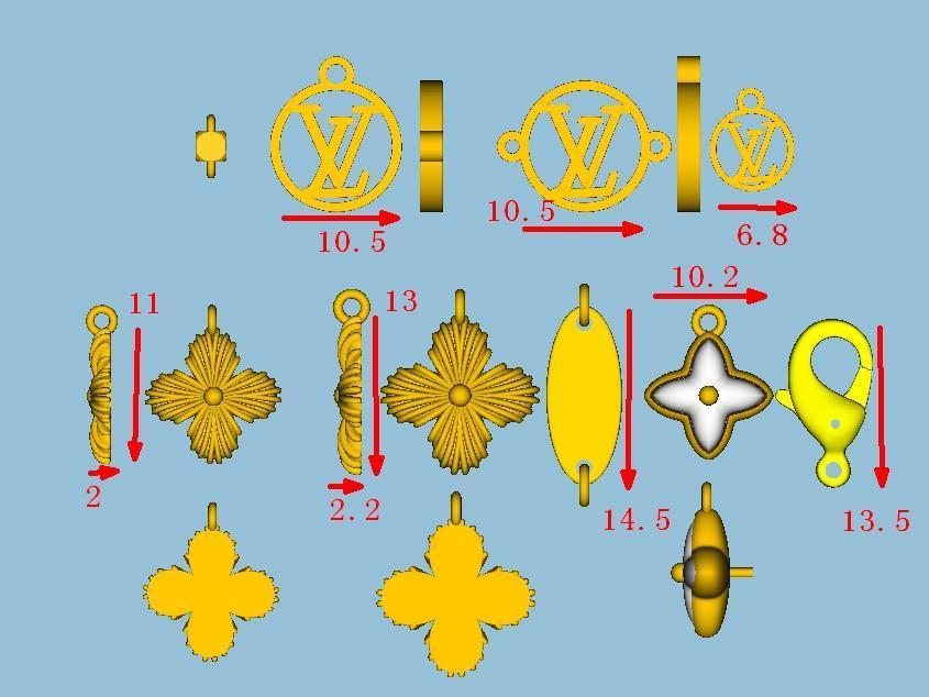 LV-M68374 Gold Plum Blossom Dart Combination Set Necklace
