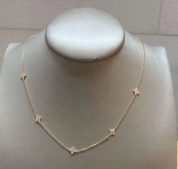 LBT-ADR777CL2644扭绳四叶草5花飞标小钻项链