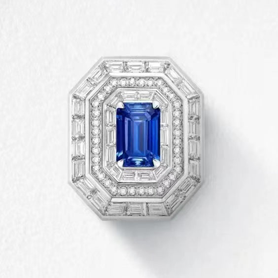 HW198941 Small octagonal ladder square stone emerald brooch pendant two wear style