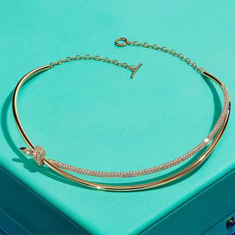 TIF69525830 double row twisted knot necklace