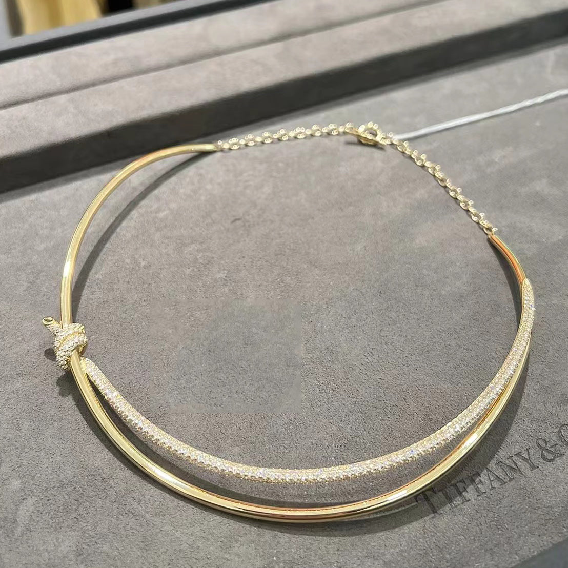 TIF69525830 double row twisted knot necklace