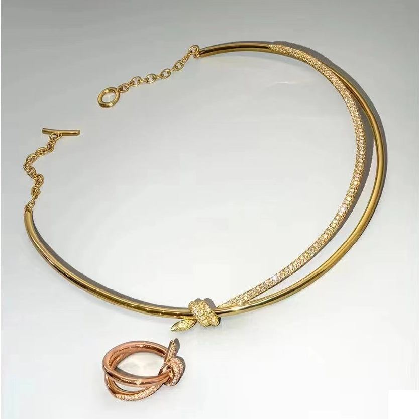 TIF69525830 double row twisted knot necklace