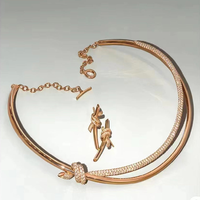 TIF69525830 double row twisted knot necklace