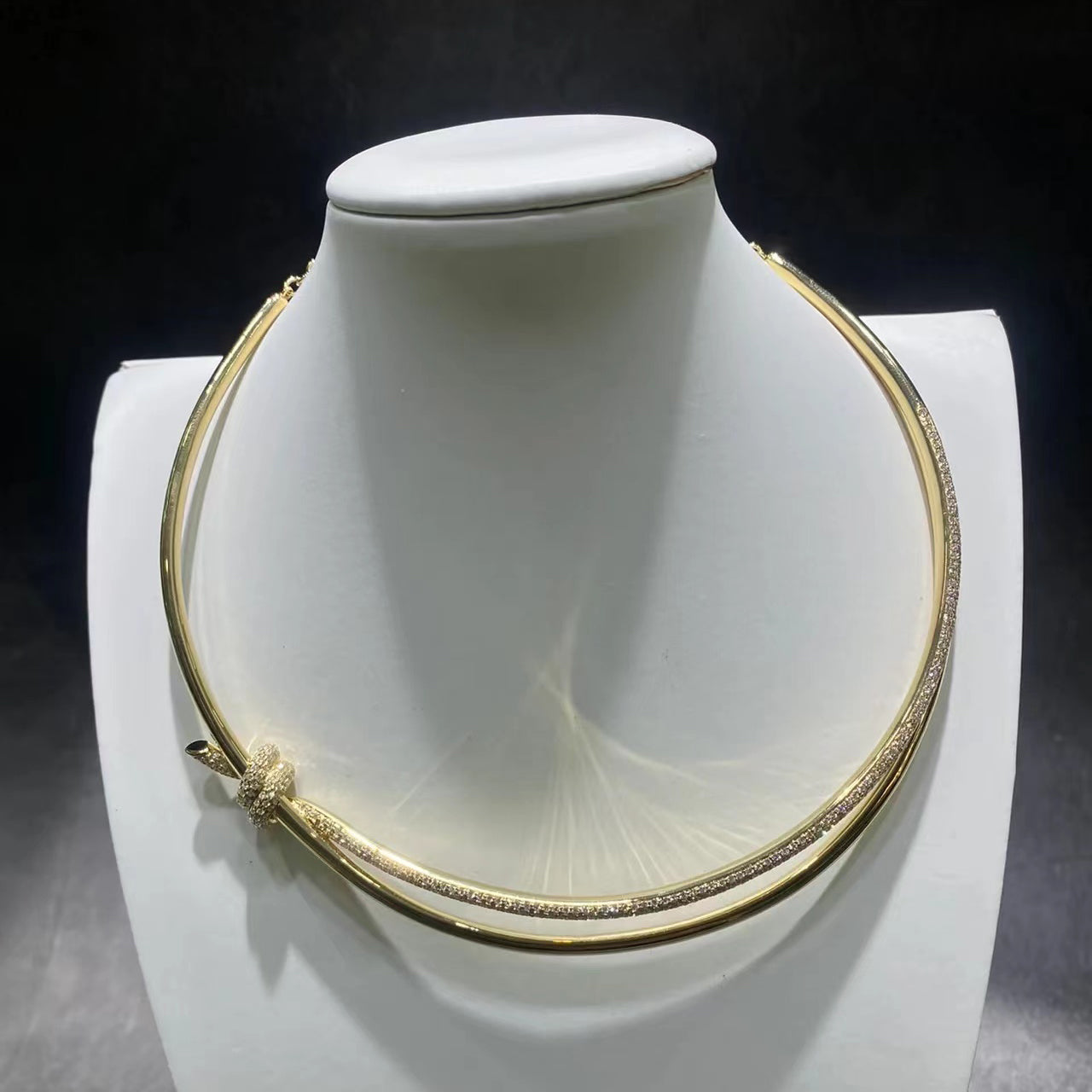 TIF69525830 double row twisted knot necklace