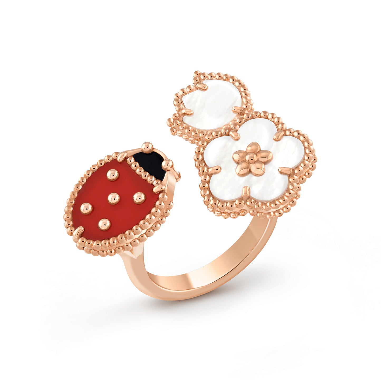 VCARP9X300 bead edge ladybug closed flower three combination open 55# ring